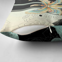Ma’at Feather Egyptian Pillow Cover with Scales Symbolizing Truth and Cosmic Balance