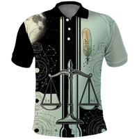 Ma’at Feather Egyptian Polo Shirt with Scales Symbolizing Truth and Cosmic Balance