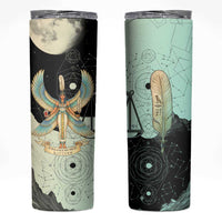 Ma’at Feather Egyptian Skinny Tumbler with Scales Symbolizing Truth and Cosmic Balance