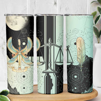 Ma’at Feather Egyptian Skinny Tumbler with Scales Symbolizing Truth and Cosmic Balance