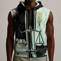 Ma’at Feather Egyptian Sleeveless Zip Hoodie with Scales Symbolizing Truth and Cosmic Balance