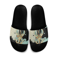 Ma’at Feather Egyptian Slide Sandals with Scales Symbolizing Truth and Cosmic Balance