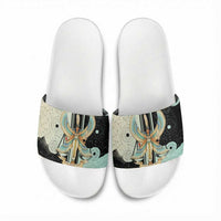 Ma’at Feather Egyptian Slide Sandals with Scales Symbolizing Truth and Cosmic Balance