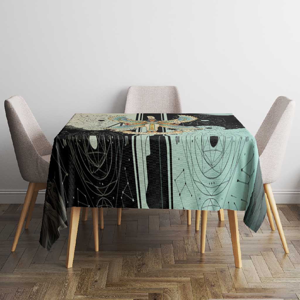 Ma’at Feather Egyptian Tablecloth with Scales Symbolizing Truth and Cosmic Balance