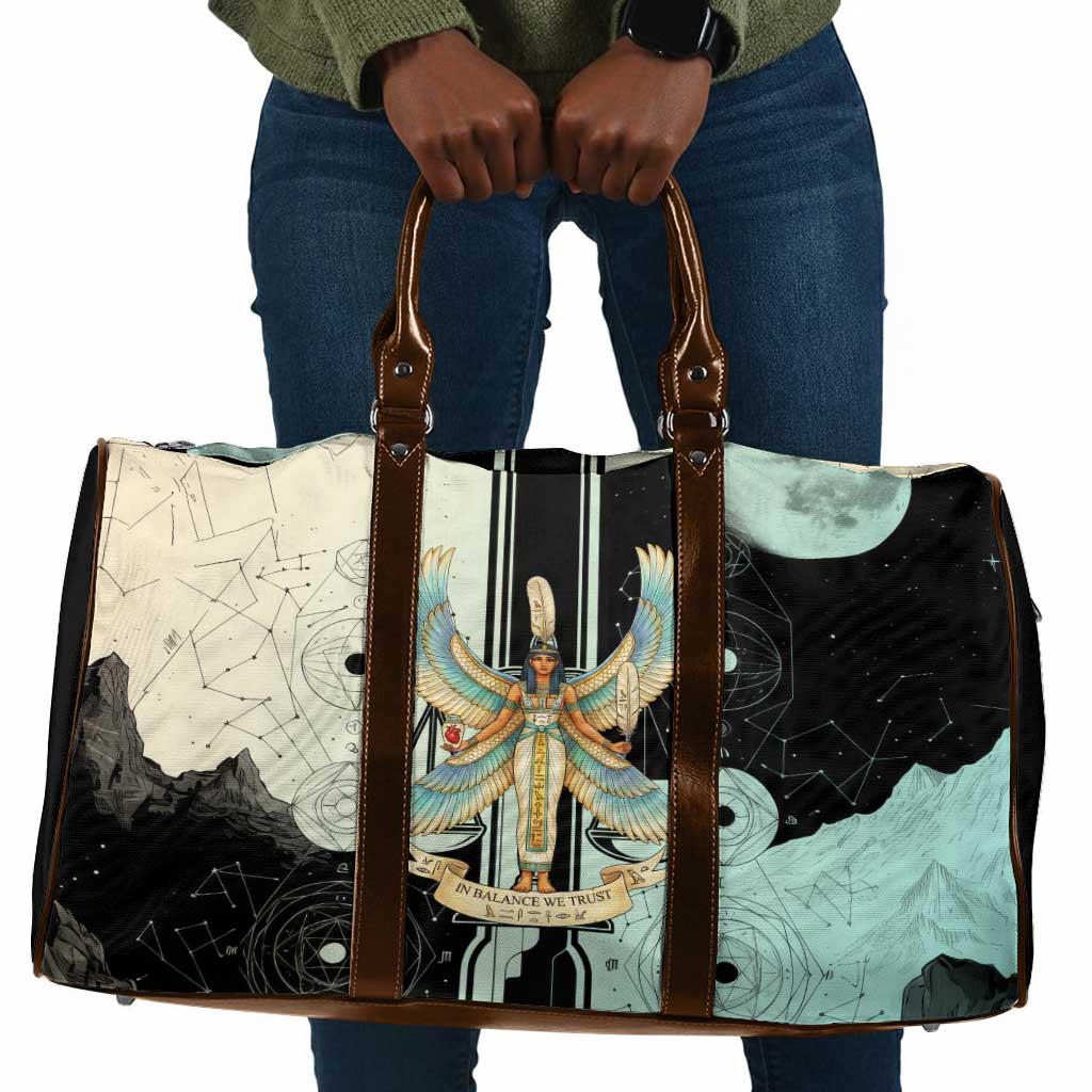 Ma’at Feather Egyptian Travel Bag with Scales Symbolizing Truth and Cosmic Balance