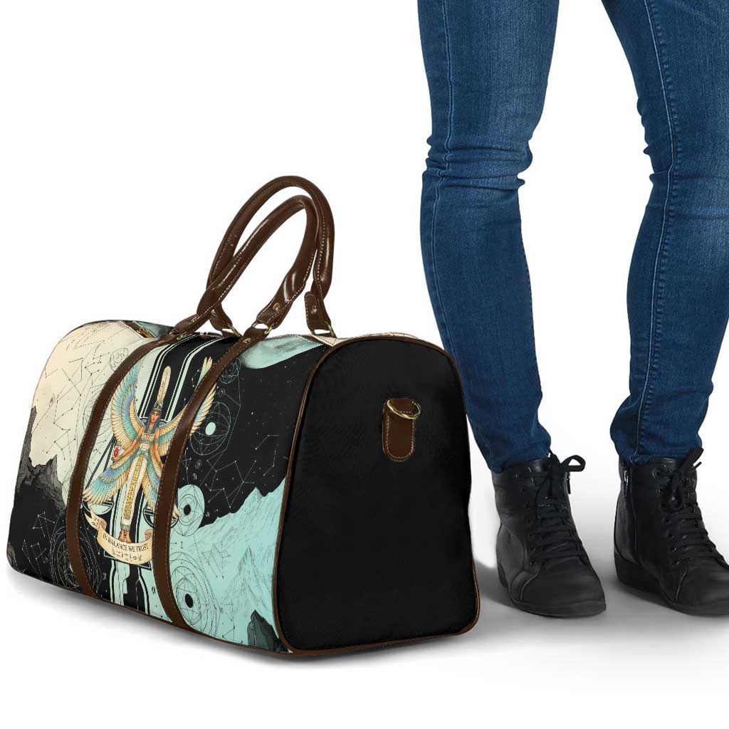 Ma’at Feather Egyptian Travel Bag with Scales Symbolizing Truth and Cosmic Balance