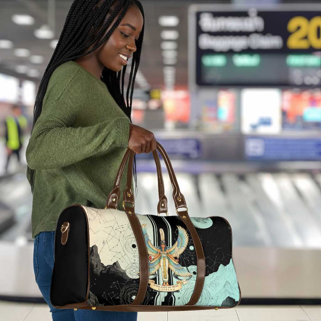 Ma’at Feather Egyptian Travel Bag with Scales Symbolizing Truth and Cosmic Balance