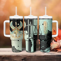 Ma’at Feather Egyptian Tumbler With Handle with Scales Symbolizing Truth and Cosmic Balance