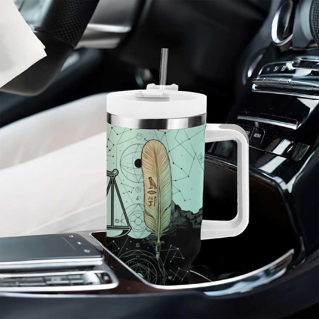 Ma’at Feather Egyptian Tumbler With Handle with Scales Symbolizing Truth and Cosmic Balance