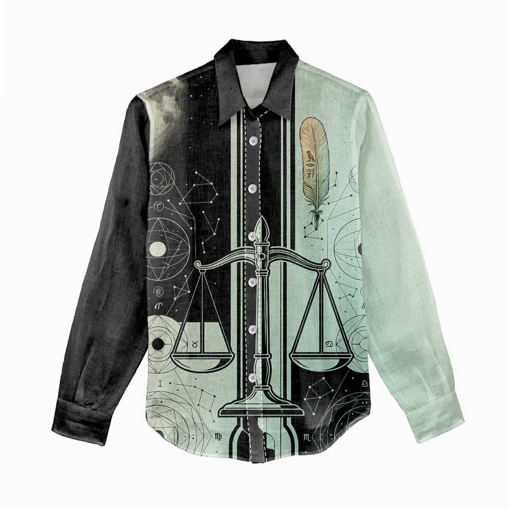 Ma’at Feather Egyptian Women Casual Shirt with Scales Symbolizing Truth and Cosmic Balance