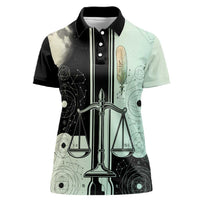 Ma’at Feather Egyptian Women Polo Shirt with Scales Symbolizing Truth and Cosmic Balance