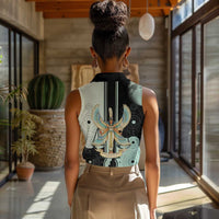 Ma’at Feather Egyptian Women Sleeveless Polo Shirt with Scales Symbolizing Truth and Cosmic Balance