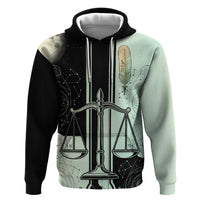 Ma’at Feather Egyptian Zip Hoodie with Scales Symbolizing Truth and Cosmic Balance