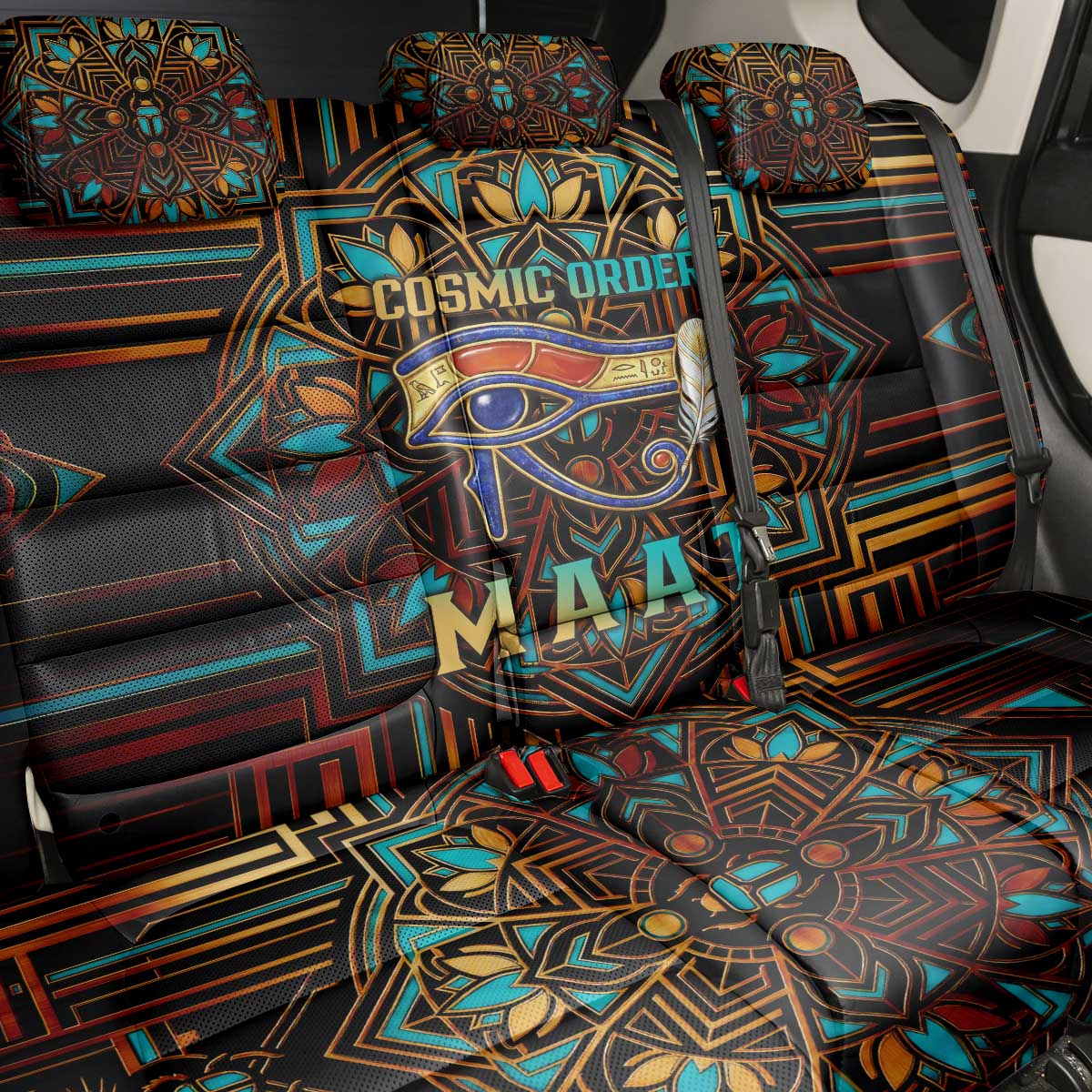 Ma’at Eye of Horus Back Car Seat Cover Egyptian Feather Celebrating Truth