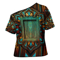 Ma’at Eye of Horus Cross Shoulder Shirt Egyptian Feather Celebrating Truth