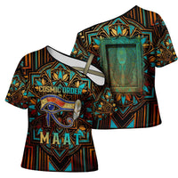 Ma’at Eye of Horus Cross Shoulder Shirt Egyptian Feather Celebrating Truth