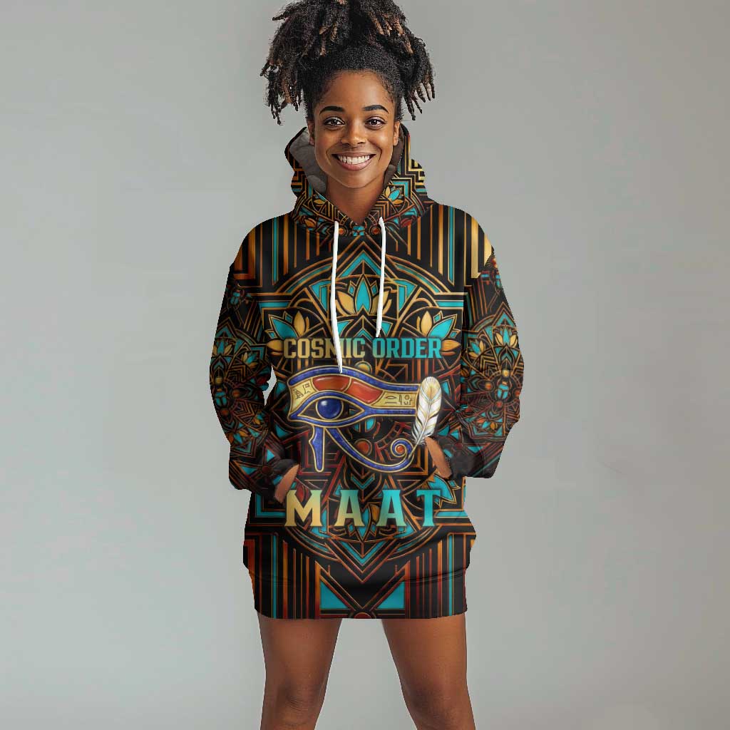 Ma’at Eye of Horus Hoodie Dress Egyptian Feather Celebrating Truth