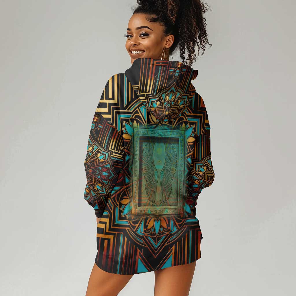 Ma’at Eye of Horus Hoodie Dress Egyptian Feather Celebrating Truth