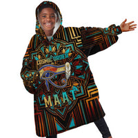 Ma’at Eye of Horus Kid Wearable Blanket Hoodie Egyptian Feather Celebrating Truth