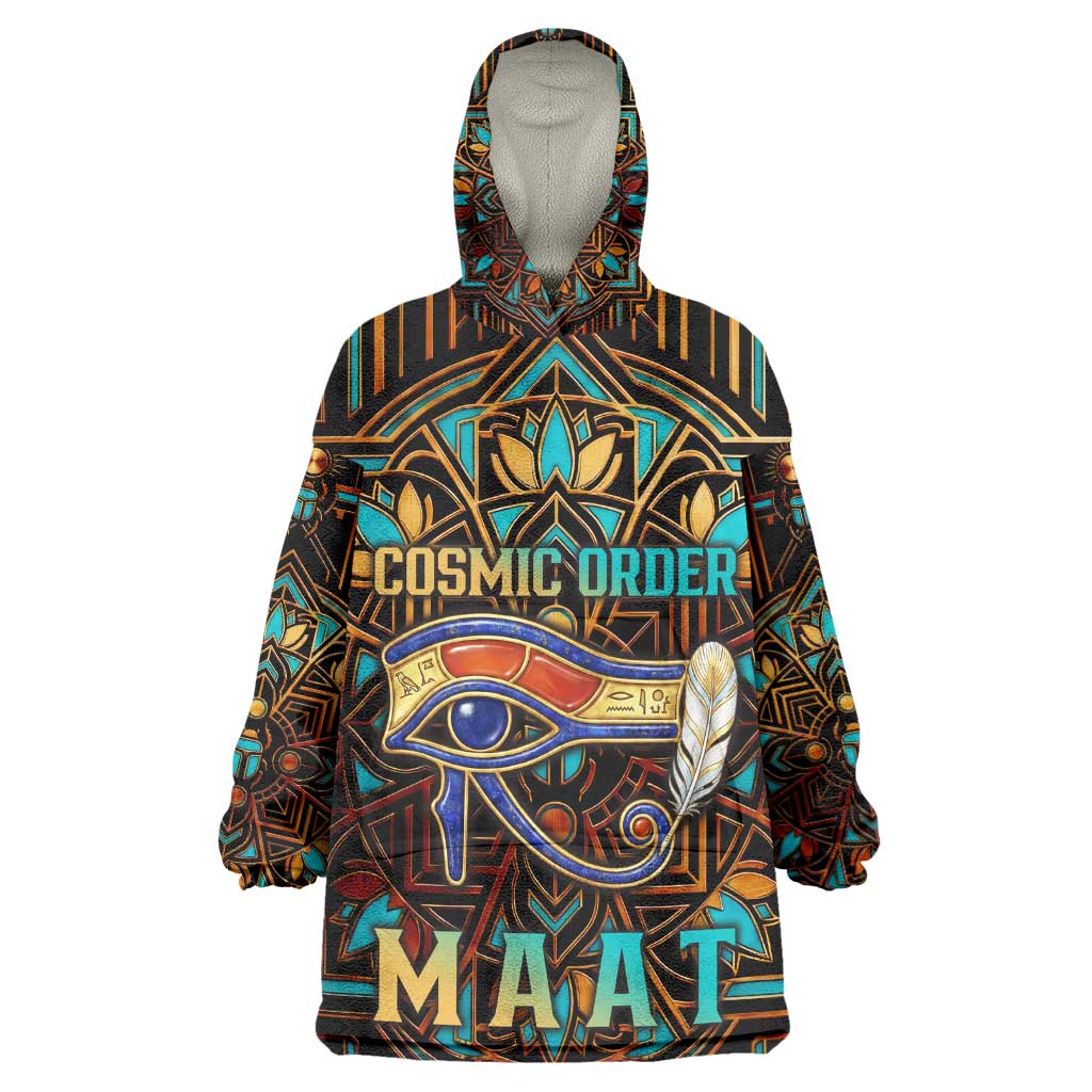 Ma’at Eye of Horus Kid Wearable Blanket Hoodie Egyptian Feather Celebrating Truth