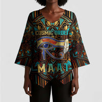 Ma’at Eye of Horus Kimono Sleeve Blouse Egyptian Feather Celebrating Truth