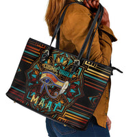 Ma’at Eye of Horus Leather Tote Bag Egyptian Feather Celebrating Truth