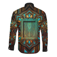 Ma’at Eye of Horus Long Sleeve Button Shirt Egyptian Feather Celebrating Truth