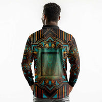 Ma’at Eye of Horus Long Sleeve Polo Shirt Egyptian Feather Celebrating Truth