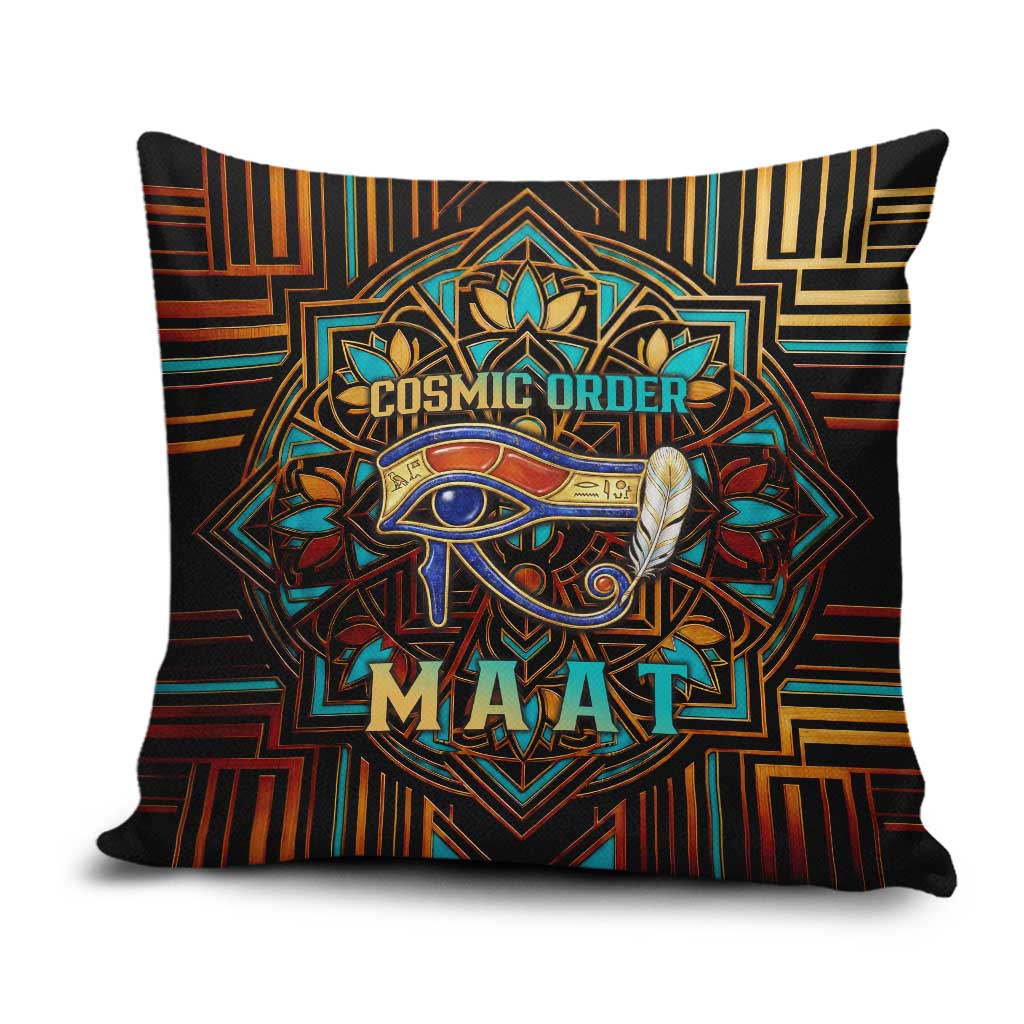Ma’at Eye of Horus Pillow Cover Egyptian Feather Celebrating Truth