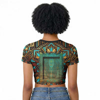 Ma’at Eye of Horus Raglan Cropped T shirt Egyptian Feather Celebrating Truth