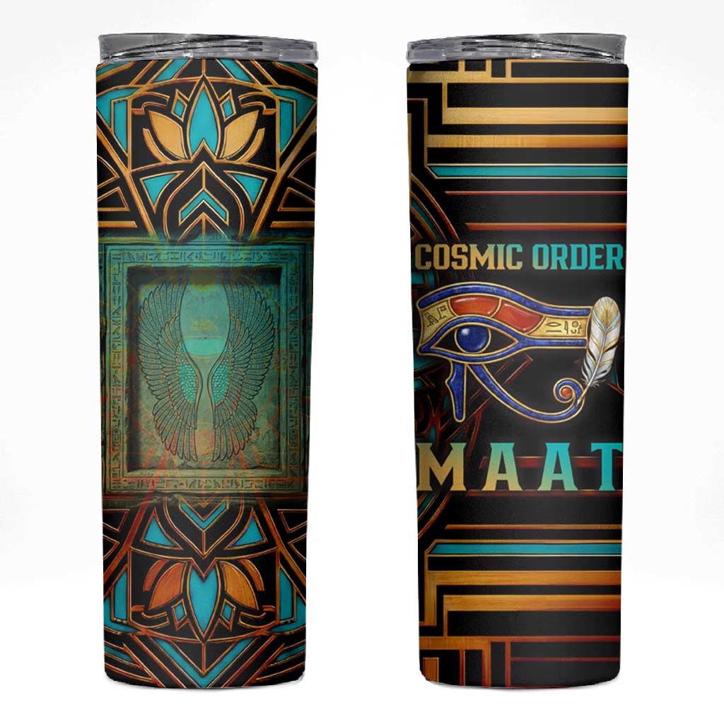 Ma’at Eye of Horus Skinny Tumbler Egyptian Feather Celebrating Truth