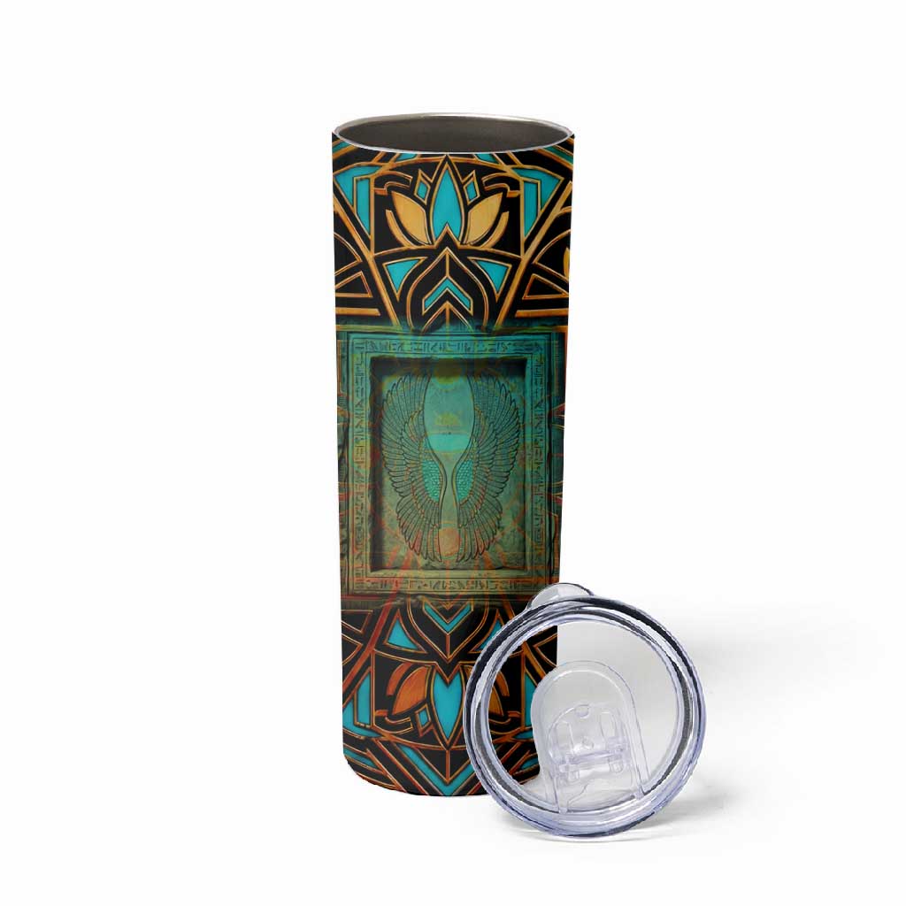 Ma’at Eye of Horus Skinny Tumbler Egyptian Feather Celebrating Truth