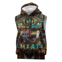Ma’at Eye of Horus Sleeveless Zip Hoodie Egyptian Feather Celebrating Truth