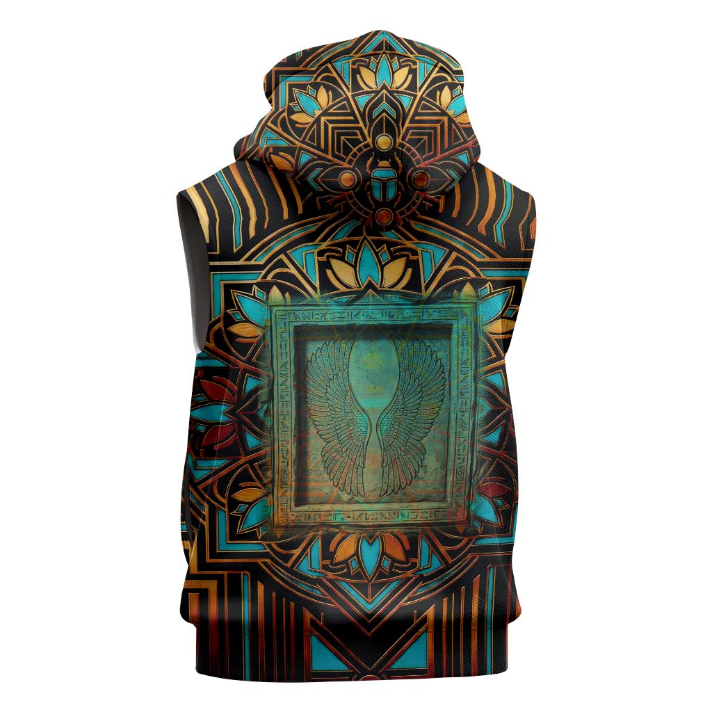 Ma’at Eye of Horus Sleeveless Zip Hoodie Egyptian Feather Celebrating Truth