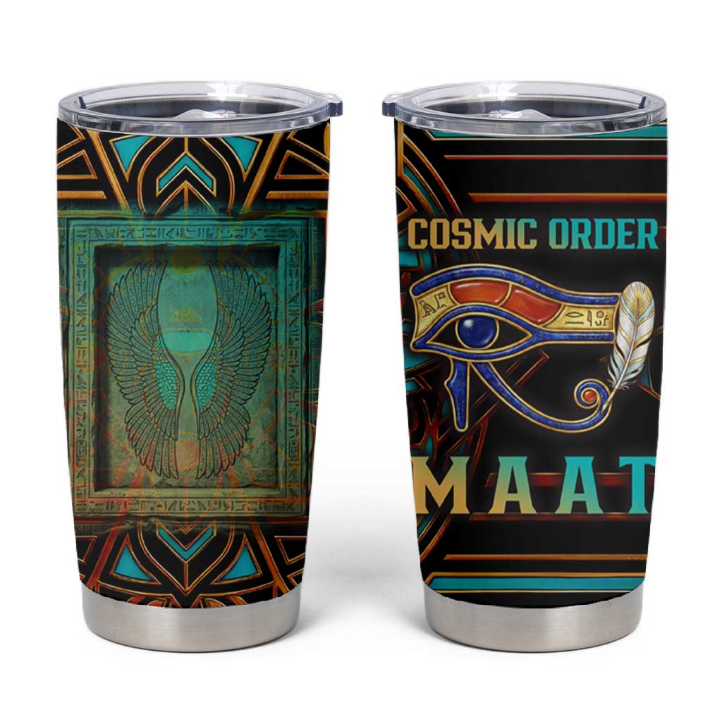 Ma’at Eye of Horus Tumbler Cup Egyptian Feather Celebrating Truth