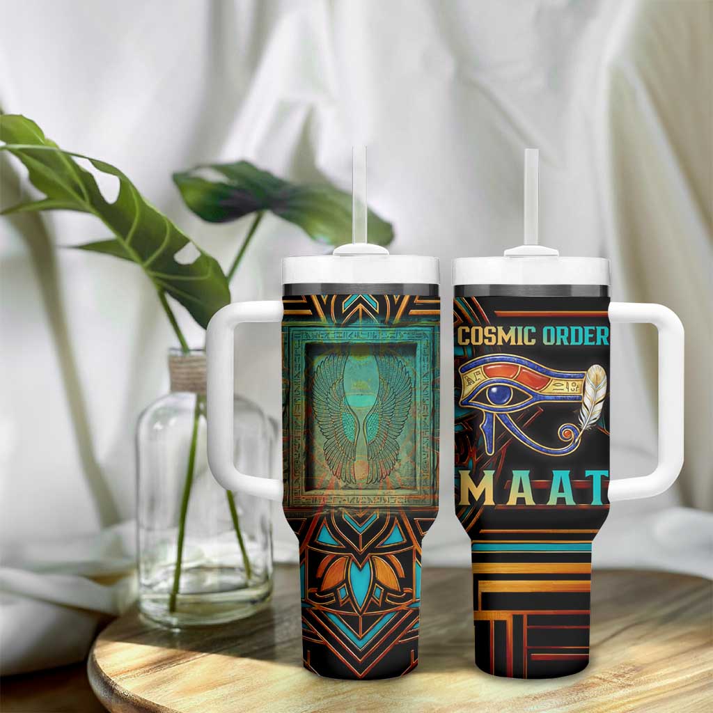 Ma’at Eye of Horus Tumbler With Handle Egyptian Feather Celebrating Truth