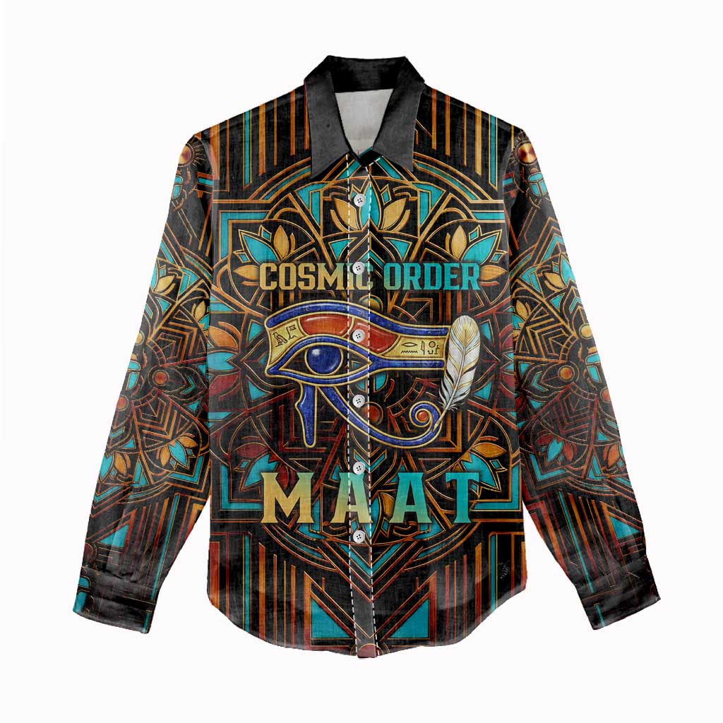Ma’at Eye of Horus Women Casual Shirt Egyptian Feather Celebrating Truth
