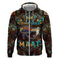Ma’at Eye of Horus Zip Hoodie Egyptian Feather Celebrating Truth
