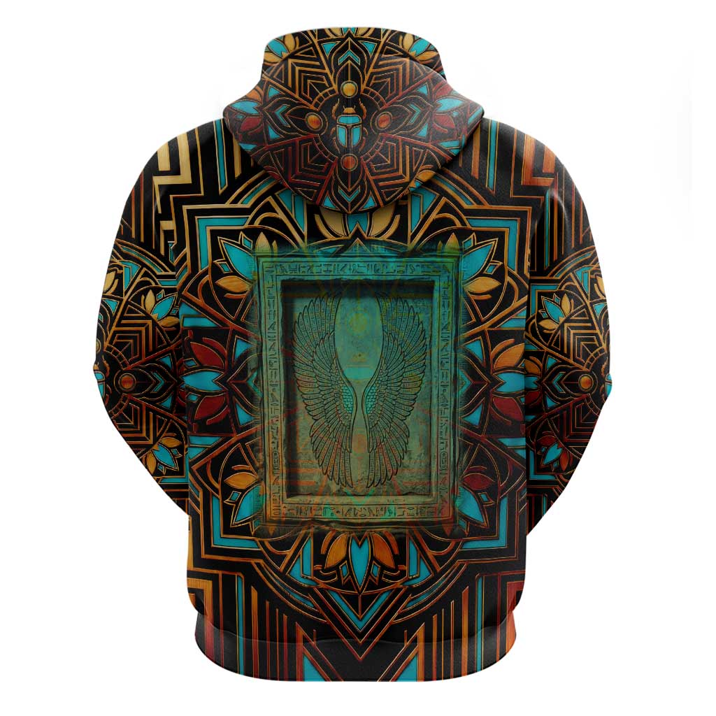 Ma’at Eye of Horus Zip Hoodie Egyptian Feather Celebrating Truth
