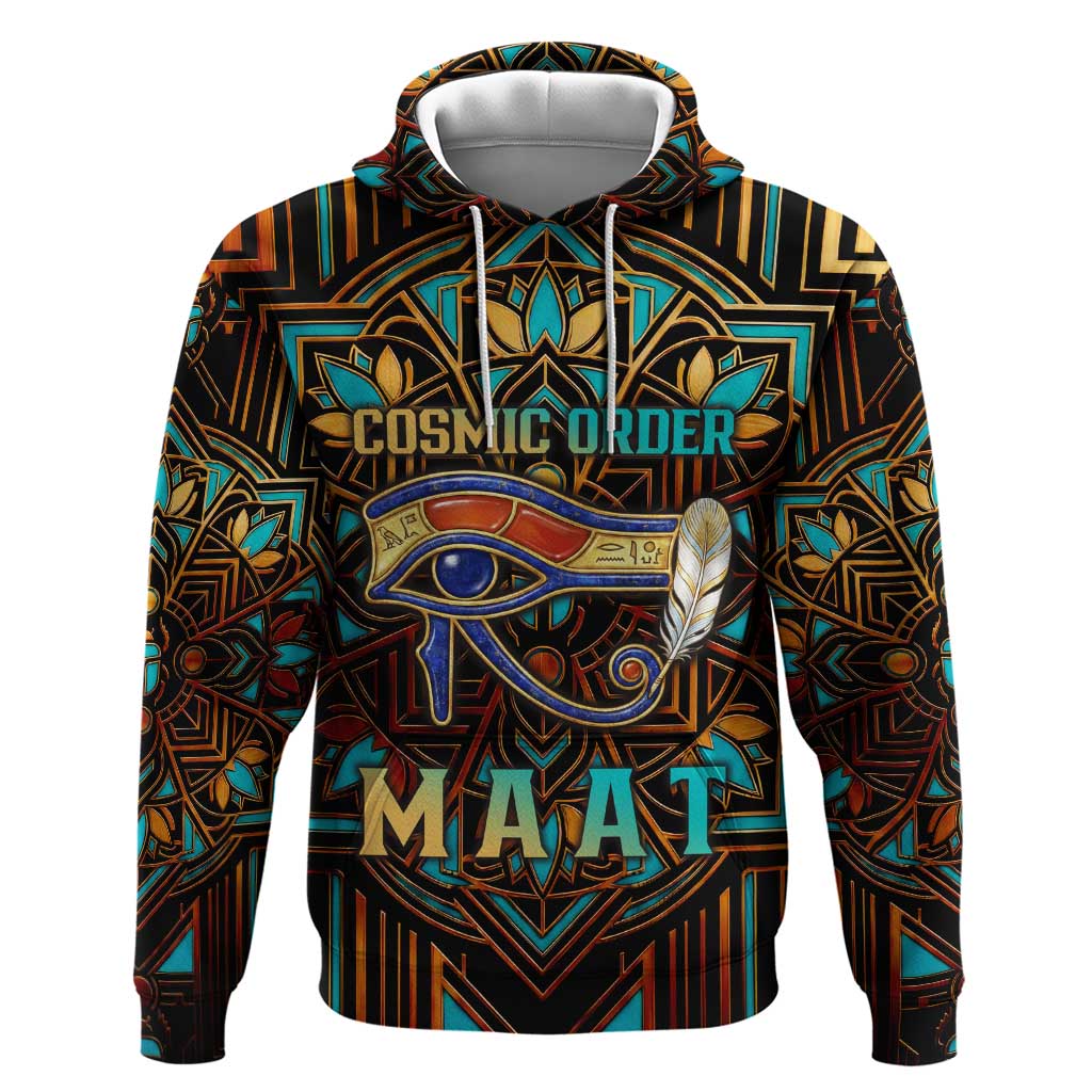 Ma’at Eye of Horus Zip Hoodie Egyptian Feather Celebrating Truth