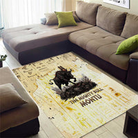 Montu Egyptian Area Rug War God Mighty Bull Symbol Ancient Power Hieroglyphic