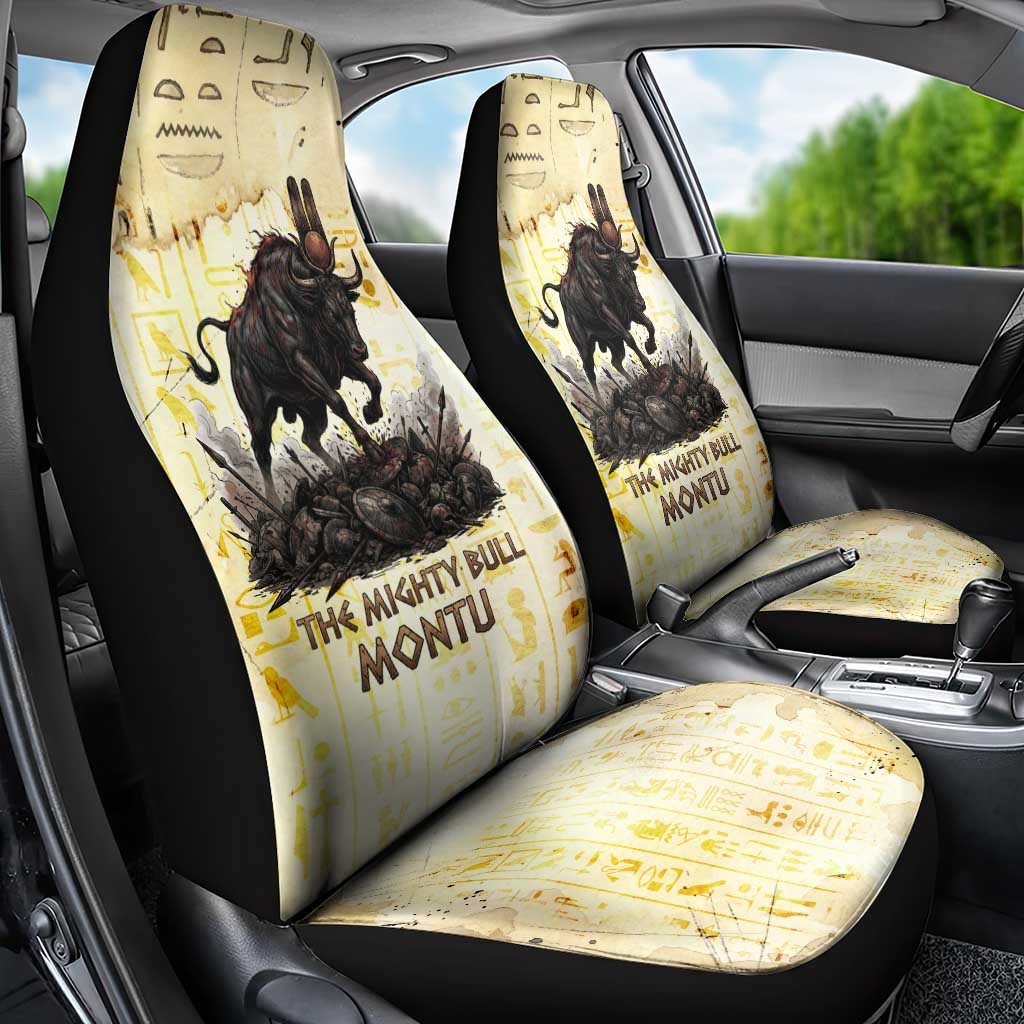 Montu Egyptian Car Seat Cover War God Mighty Bull Symbol Ancient Power Hieroglyphic