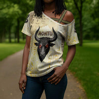 Montu Egyptian Cross Shoulder Shirt War God Mighty Bull Symbol Ancient Power Hieroglyphic