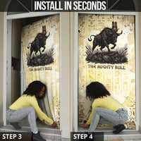 Montu Egyptian Door Cover War God Mighty Bull Symbol Ancient Power Hieroglyphic