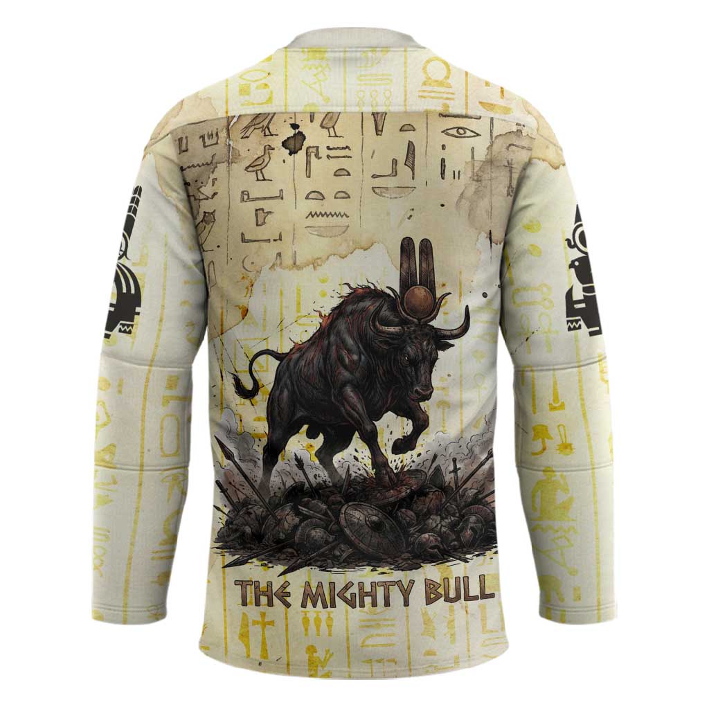 Montu Egyptian Hockey Jersey War God Mighty Bull Symbol Ancient Power Hieroglyphic