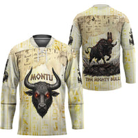 Montu Egyptian Hockey Jersey War God Mighty Bull Symbol Ancient Power Hieroglyphic