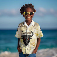 Montu Egyptian Kid Hawaiian Shirt War God Mighty Bull Symbol Ancient Power Hieroglyphic