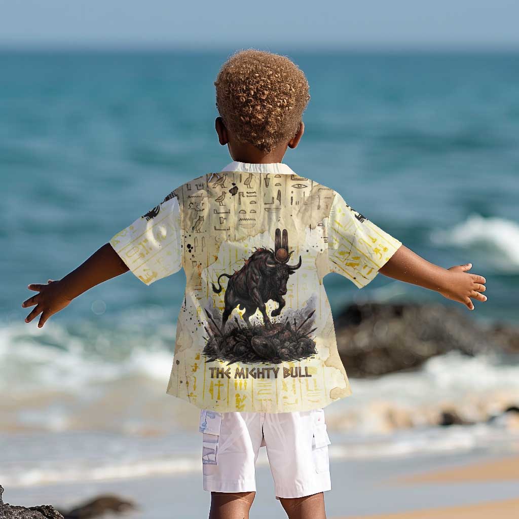 Montu Egyptian Kid Hawaiian Shirt War God Mighty Bull Symbol Ancient Power Hieroglyphic