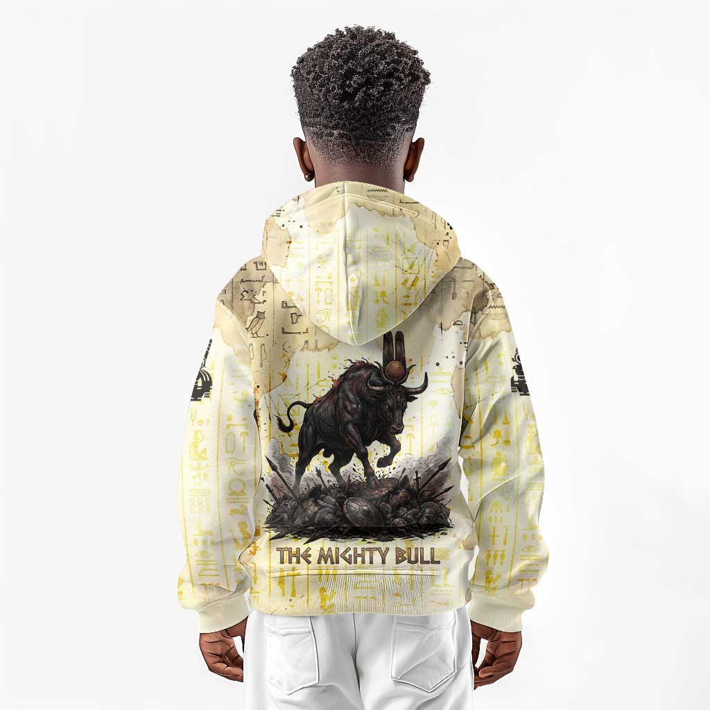 Montu Egyptian Kid Hoodie War God Mighty Bull Symbol Ancient Power Hieroglyphic