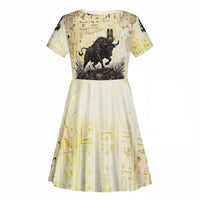 Montu Egyptian Kid Short Sleeve Dress War God Mighty Bull Symbol Ancient Power Hieroglyphic